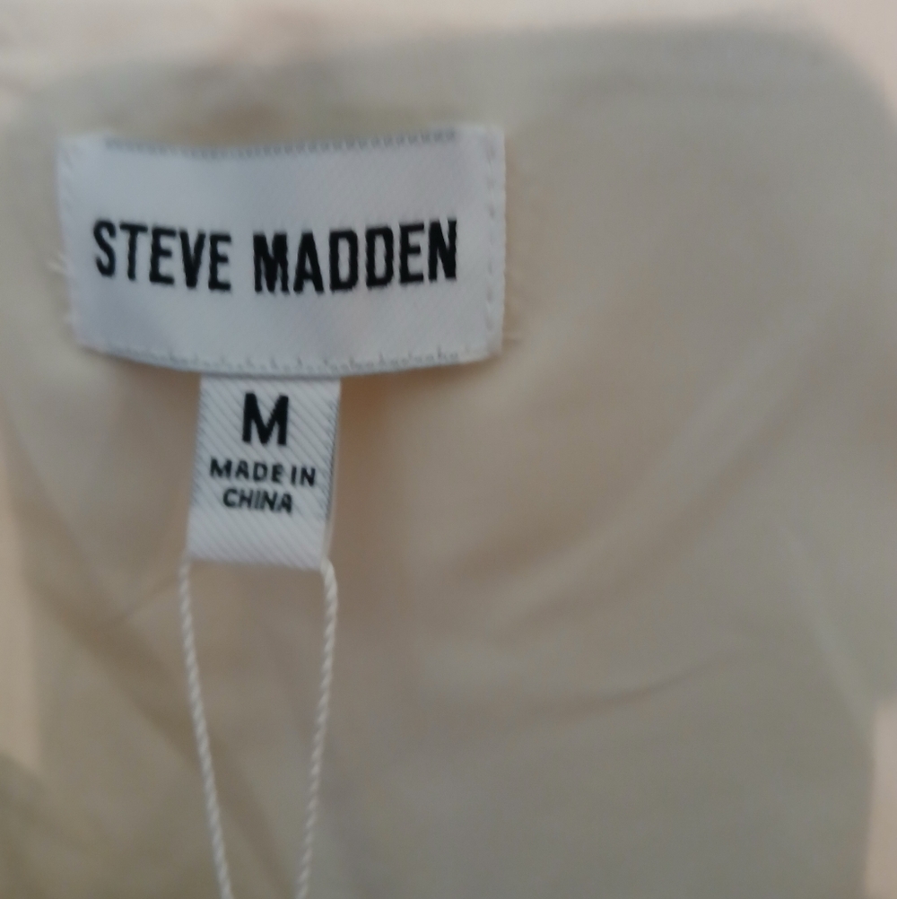 Steve Madden, Faux Suede, Bone, Medium, Zip BBL Bomber Jacket, NWT. FF#352 - Picture 5 of 9